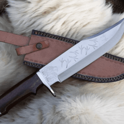 15 inch survival knife | full tang outdoor knife gift for him | d2 steel blade + leather sheath