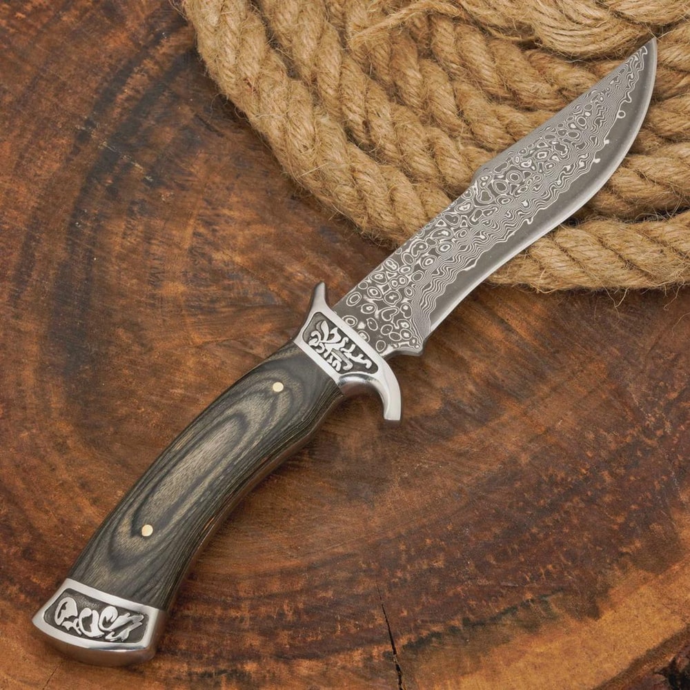 Premium Damascus Hunting Knife Full Tang Fixed Blade Survival Knife With Sheath 4