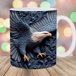 3D Engraved Leather Eagle Mug, 11oz And 15oz Mug