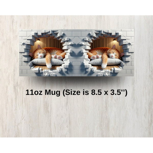 3D Sleeping Cat Hole In A Wall Mug Wrap, 11oz & 15oz Mug Template, Mug Sublimation Design, Mug Wrap Template PNG, 3D Cat Mug Press Design2.jpg