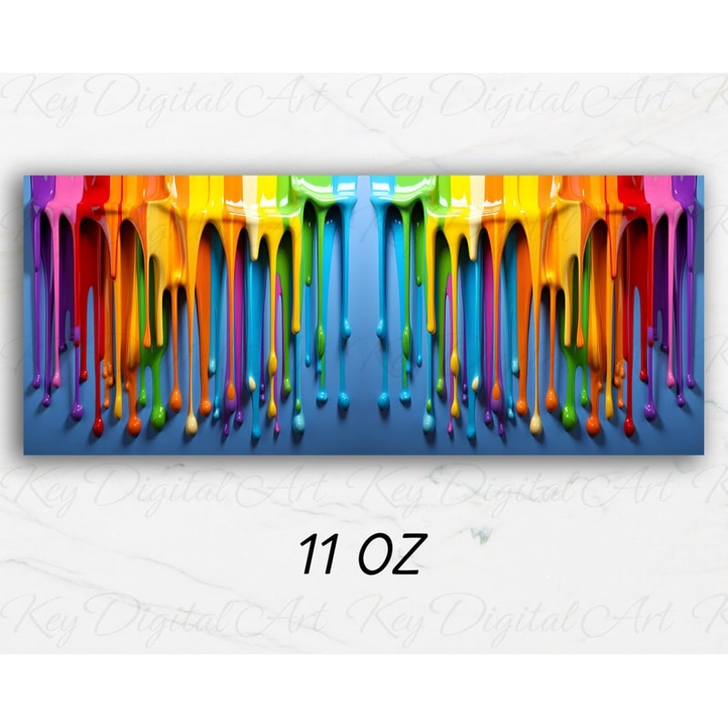 3D Rainbow Dripping Paint Mug Wrap 11oz & 15oz Mug Template, 3D Mug Sublimation Design Mug Wrap Template PNG Instant Digital Download2.jpg