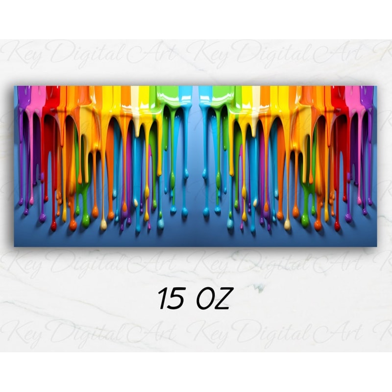 3D Rainbow Dripping Paint Mug Wrap 11oz & 15oz Mug Template, 3D Mug Sublimation Design Mug Wrap Template PNG Instant Digital Download3.jpg