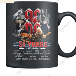 Vintage 51 Years AC/DC 1973-2024 Mug, Ac/dc Band Mug, ACDC Band Tour 2024 Mug, Signature Acdc Anniversary Mug