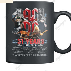 vintage 51 years ac/dc 1973-2024 mug, ac/dc band mug, acdc band tour 2024 mug, signature acdc anniversary mug