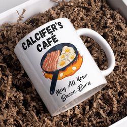 calcifer mug | may all your bacon burn | howl's moving castle mug | inspired hayao miyazaki large mug | anime gift idea