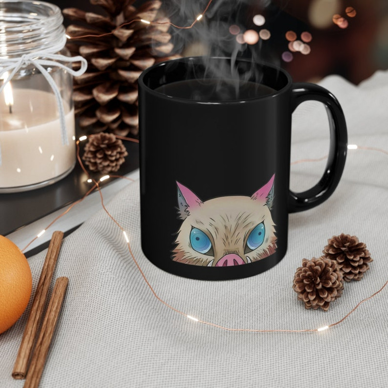 Anime Mug, Inosuke Mug, Demon Slayer mug, Anime Mug Gifts, Black mug, Coffee Mug, Anime Lover Mug2.jpg