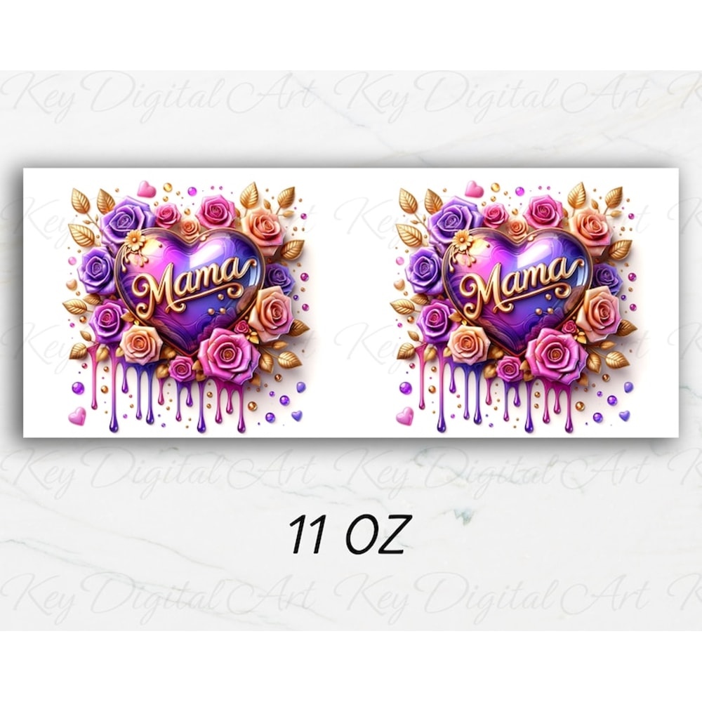 3D Mama Love Heart Roses Flowers Mug Wrap 11oz & 15oz Mug2.jpg