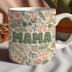 3d boho mama inflated mug wrap png, 15 oz & 11 oz mug