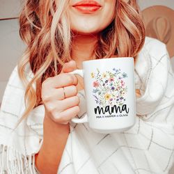 Personalized Mama Mug With Kids Names, Wildflowers Mama Mug, Mama Coffee Mug, Custom Gift For Mom Gifts