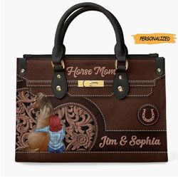 Horse Mom Personalized Leather Bag, Gift for Horse Lover