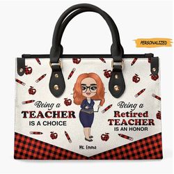 Personalized Leather Bag, Gift For Teacher,V2