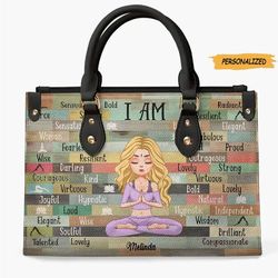 Personalized Leather Bag, Gift For Yoga Lovers Bag
