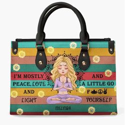 Personalized Leather Bag, Gift For Yoga Lovers Bag 2