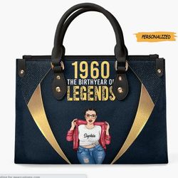 The Birth Year Of Legends, Personalized Leather Bag with Custom Year