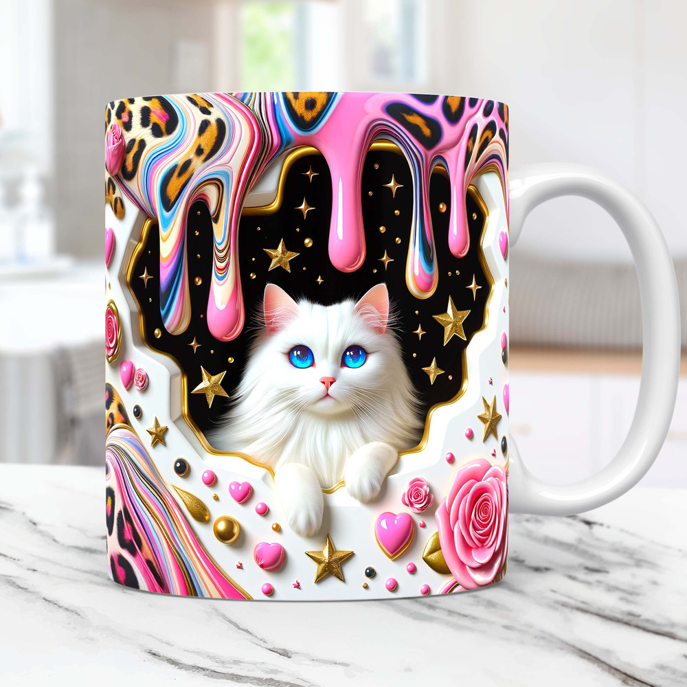 3D Cat Hole In A Wall Mug Wrap Kitten Mug Wrap PNG Sublimation Design 11oz and 15oz Coffee Cup Template 3D Cute Cat Mug Press Design.jpg