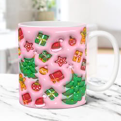 3d christmas mug inflated christmas mug 11oz and 15oz coffee cup puffy christmas mug press design