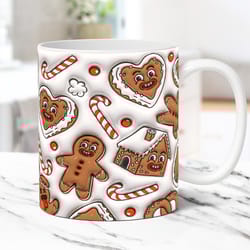 3d christmas mug inflated christmas mug puffy christmas mug press design 11oz and 15oz coffee cup