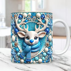3d deer christmas mug cute mug 3d cute deer 11oz 15oz coffee cup 3d christmas mug press design