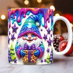3d gnome mug cute christmas mug 3d puffy christmas gnomes mug, 11oz & 15oz coffee cup