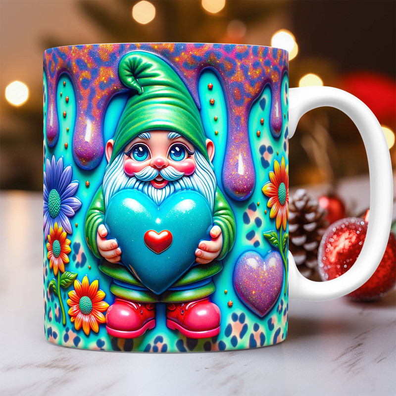 3D Gnome Valentine Mug Wrap, Gnome Mug Wrap PNG Sublimation Design, Valentines Day 11oz 15oz Mug Template, Gnome Valentine Mug Press Design.jpg