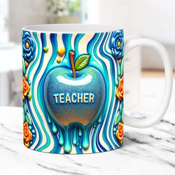 3d inflated teacher mug teacher mug for teacher 11oz 15oz coffee cup teacher life mug press design