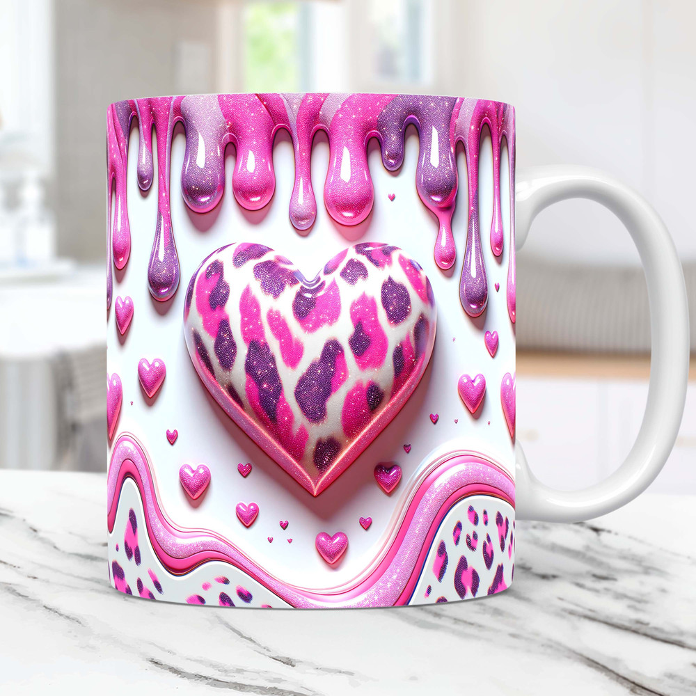 3D Pink Heart Hole In A Wall Mug Wrap, Valentines Day 11oz & 15oz Mug PNG Sublimation Design, Coffee Cup Mug Wrap Template, Digital Download.jpg