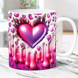3d pink heart hole in a wall mug, valentines day 11oz 15oz mug, coffee cup mug,