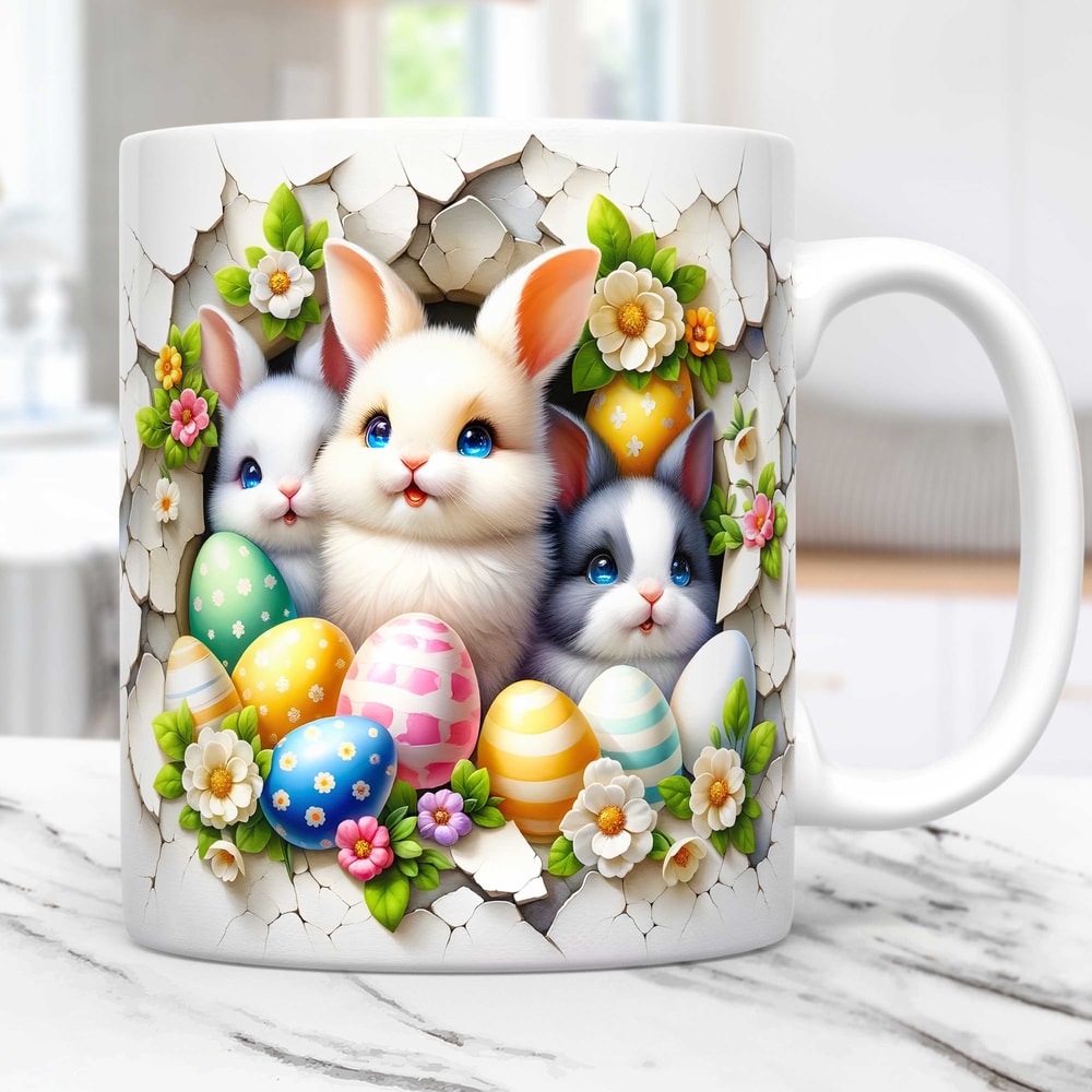 3D Rabbit Easter Mug Wrap 11oz 15oz Mug PNG, 3D Rabbit Hole In A Wall Mug Wrap Template, Egg Easter Mug Sublimation Design, Easter Mug Wrap.jpg