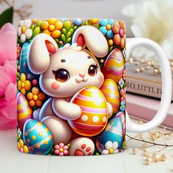 3d rabbit easter mug, 11oz & 15oz mug, mug, easter mug,