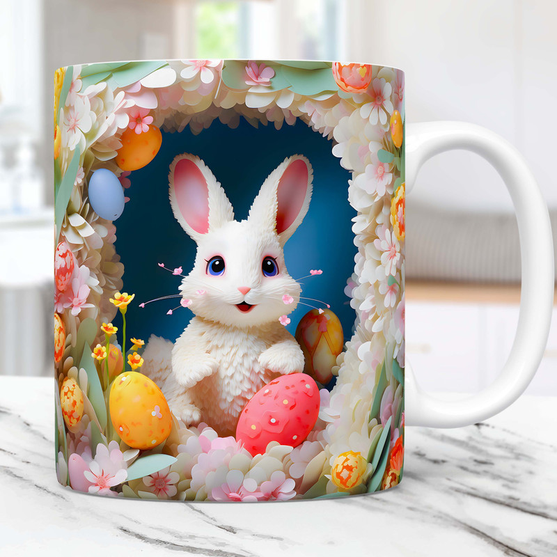 3D Rabbit Hole In A Wall Mug Wrap Easter 11oz & 15oz Mug Template, Mug Sublimation Design PNG, Easter Mug Wrap Template, Digital Download.jpg