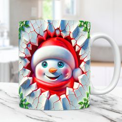 3d snowman christmas mug cracked hole mug snowman christmas mug press design 11oz 15oz coffee cup