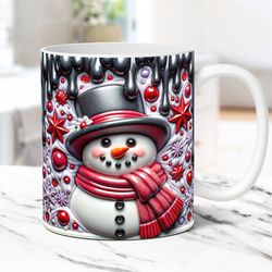 3d snowman mug christmas mug inflated 3d floral snowman mug press design 11oz and 15oz coffee cup