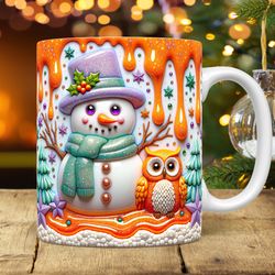 3d snowman mug christmas mug inflated 3d puffy snowman mug press design 11oz and 15oz coffee cup