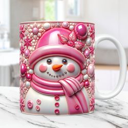 3d snowman mug christmas mug 11oz and 15oz inflated coffee cup 3d floral snowman mug press design