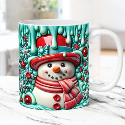 3d snowman mug christmas mug 3d floral snowman inflated mug press design 11oz and 15oz coffee cup