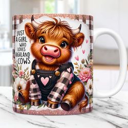 baby highland cow mug, just a girl who loves highland cows mug, 11oz & 15oz mug, mug 1