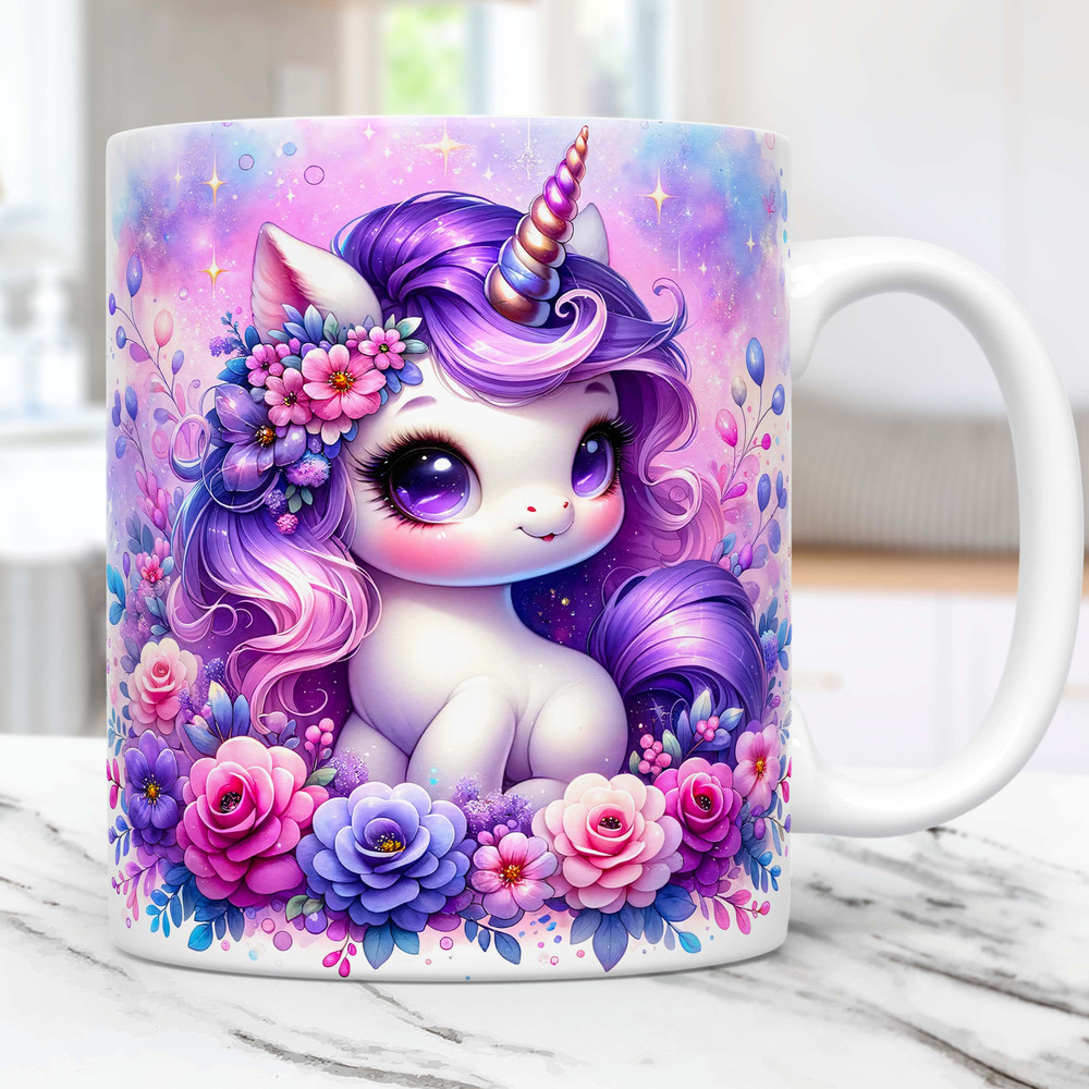 Baby Unicorn Mug Wrap, 11oz And 15oz Mug Template Cute Mug Sublimation Design PNG, Unicorn Mug Wrap Template, Instant Digital Download.jpg
