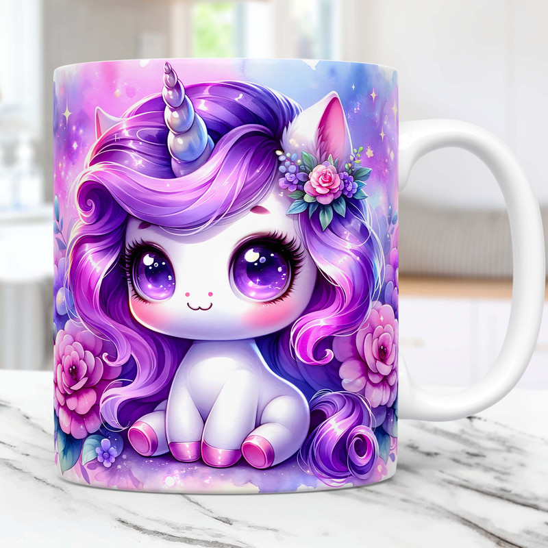 Baby Unicorn Mug Wrap, Watercolor Mug Wrap Sublimation Design PNG, Unicorn Lover Mug Wrap, 11oz and 15oz Coffee Mug Wrap, Digital Download.jpg