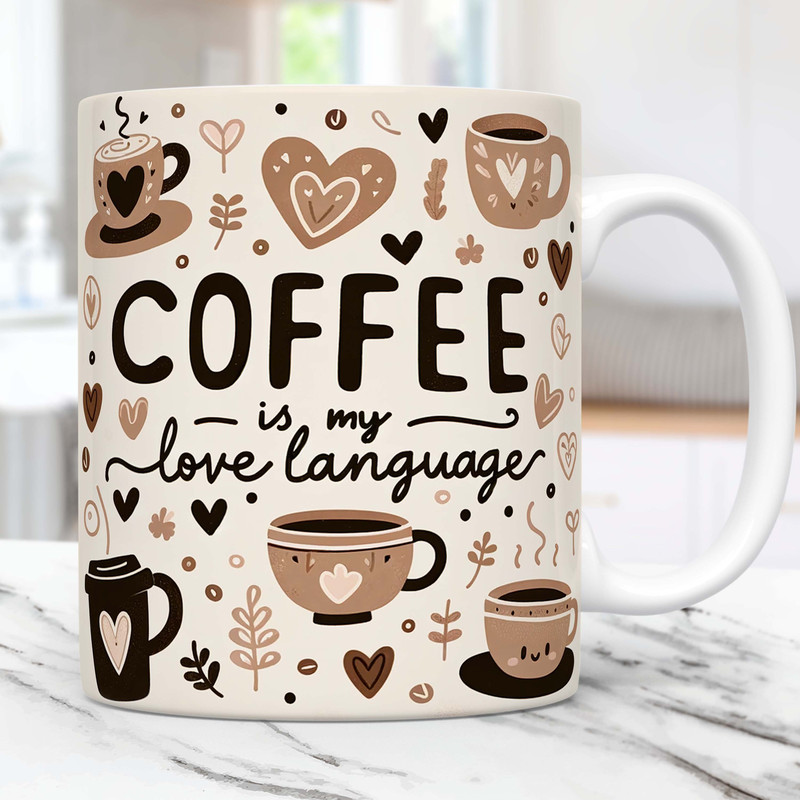 Coffee Mug Wrap, Cute Mug Wrap Sublimation Design PNG, 11oz and 15oz Coffee Cup Template, Coffee Lover Mug Press Design.jpg