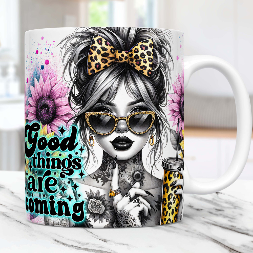 Daily Affirmations Mug Wrap Sublimation Design Mug Templates PNG, Floral Self Love Mug Png, Inspirational 11oz & 15oz Mug Wrap.jpg