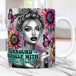 daily affirmations mug mug, floral self love mug, motivational 11oz & 15oz mug 1