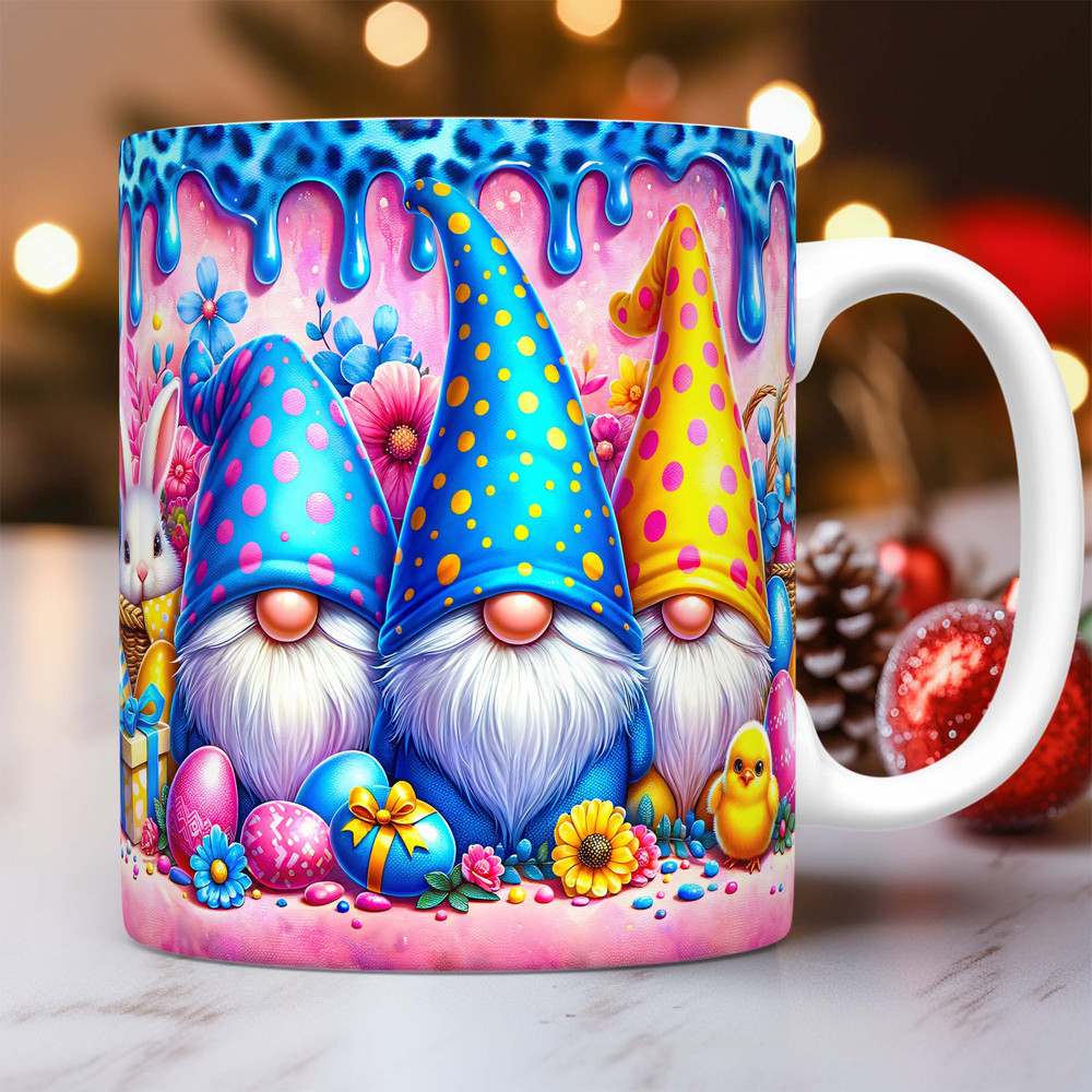 Easter Gnome Mug Wrap Easter Bunny Gnome Mug PNG Sublimation Design Egg Basket Gnome Mug 11oz & 15oz Happy Easter Day Coffee Cup Template.jpg