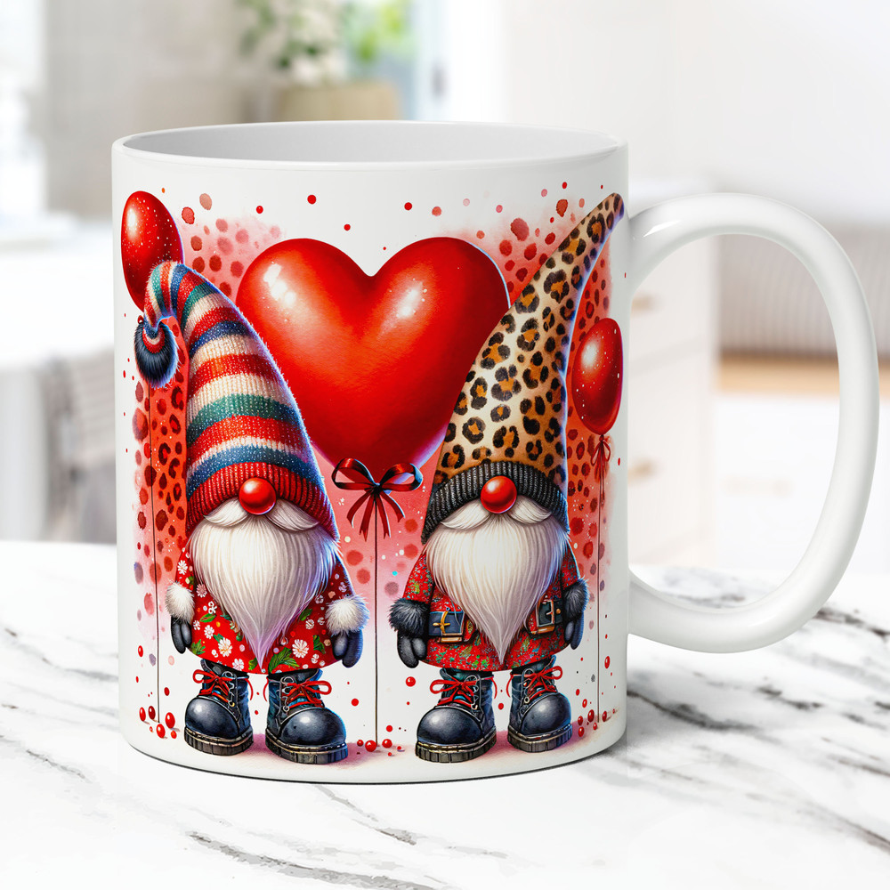 Gnomes Valentine Mug Wrap, Gnome Mug Wrap PNG Sublimation Design, Valentines 15oz & 11oz Mug Template, Cute Gnome Valentine Mug Press Design.jpg