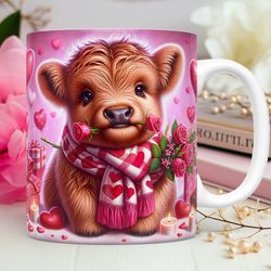 valentine baby highland cow mug valentines day 11oz 15oz coffee cup highland cow mug press design