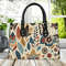 Luxury Women PU leather Handbag tote unique beautiful all around print Art deco cottage core leaf butterfly design.jpg