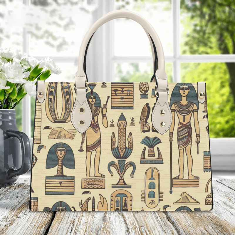 Women PU leather Handbag tote top handles unique Egyptian Art deco beautiful spring summerpurse Make a nice gift Mom Grandma wife.jpg