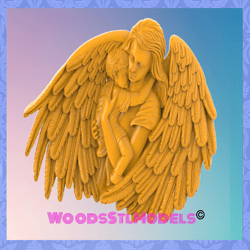 3d model stl file for cnc router laser & 3d printer angel and child