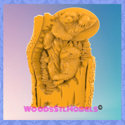 3d model stl file for cnc router laser & 3d printer bears under the moon