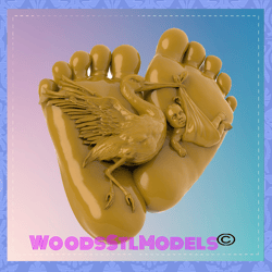 3d model stl file for cnc router laser & 3d printer stork carrying baby