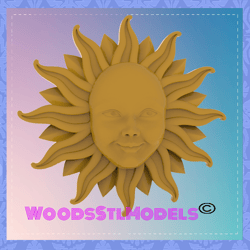3d model stl file for cnc router laser & 3d printer sun face